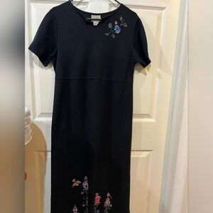 Teddi Black Midi Dress with Colorful Details